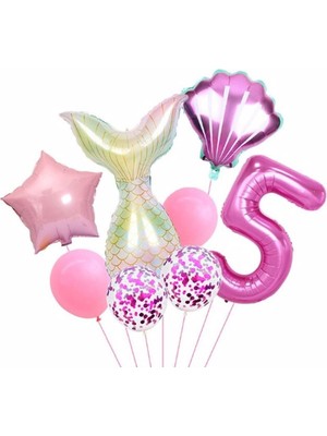 Best Parti Deniz Kızı Rakam Konsept Yaş Balon Doğum Günü Set 5 Yaş