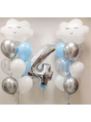 Best Parti Gökyüzü Bulut Balon Doğum Günü Set Yaş 4