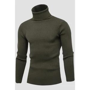 Efal Butik Haki  Tam Balıkçı Yaka Triko Kazak