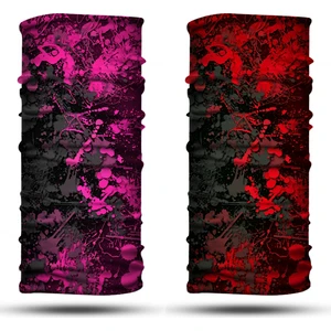 Dair Aksesuar Pembe Kırmızı Boya Desenli 2'li Set Boyunluk Bandana Outdoor Balaklava Yüz Maskesi Kafa Bandı
