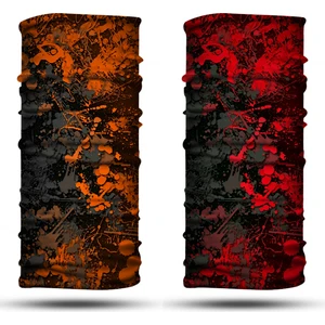 Dair Aksesuar Turuncu Kırmızı Boya Desenli 2'li Set Boyunluk Bandana Outdoor Balaklava Yüz Maskesi Kafa Bandı