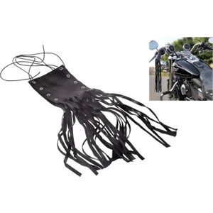 Motosiklet Chopper Direksiyon Gidon Püskülü Takım Deri Siyah