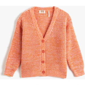 V Yaka Basic Örgü Hırka Düğmeli