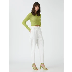 3Sal40010Mw Kırık Beyaz 001 Kadın Woven Bottoms Pamuk Pantolon