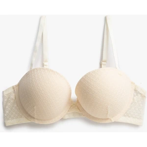 Dantelli Destekli Sütyen Ekstra Dolgulu Balenli Kaplı