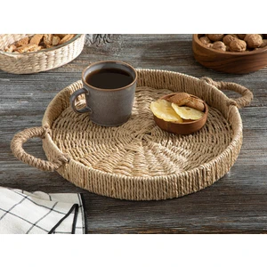 English Home Melange Hasır Tepsı 35 cm Kahve