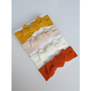 Swan Butik Kız Çocuk Bebek Bandana Toka Seti  4 Lü Ribana Set Hardal Turuncu Krem Bej