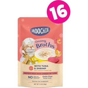 Moochıe Ton Balıklı ve Karidesli Kedi Çorbası 40GR x 16 Adet