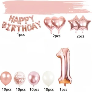 Rose Gold 1 Yaş Balon Zinciri Doğum Günü Seti Iyi Ki Doğdun Doğum Günü Seti