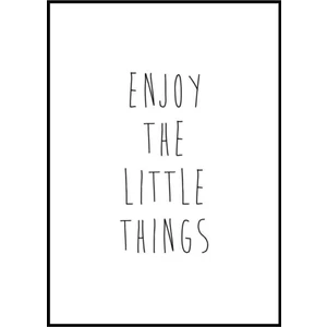 Cadde Hediye " Enjoy The Little Things" Yazılı Siyah Çerçeveli Ahşap Duvar Tablosu A4