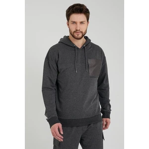 Erkek Oversize Kapüşonlu Sweatshirt Antrasit