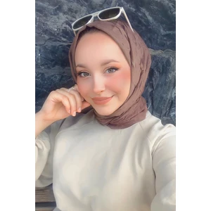 Madame Polo Feride Uludağ Bambu Kraş Şal - Tozlu Kahve