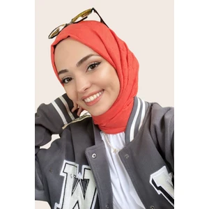 Madame Polo Kübra Koç Bambu Kraş Şal -Mercan