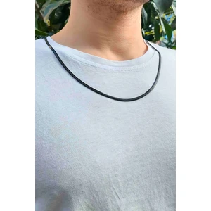 Trend Collection Yassı İtalyan Model Snake Yılan Kolye 316 L Çelik Siyah Erkek Zincir