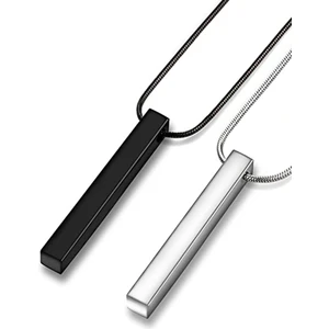 Trend Collection Uzun Dikdörtgen Bar Siyah 2'li Murat Boz Kolye Seti 70CM