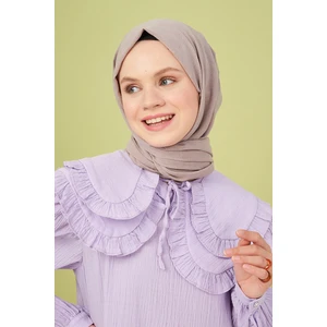 Madame Polo Taşlanmış Pamuk Şal - Vizon