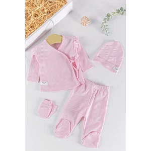 Fırfırlı 4 Parça Kız Bebek Hastane Çıkışı Bebek Takımı