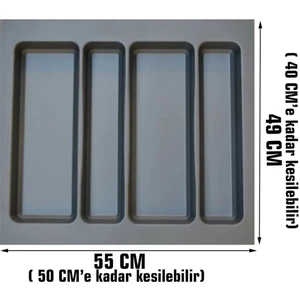 Gör Seç 55X49 Gri Yeni Model Kepçelik  Çekmece Içi Kaşıklık Çekmece Düzenleyici