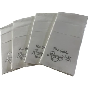 Gümüş Yaldızlı Beyaz Hoş Geldin Ramazan Cepli Touch Peçete 12 Li 40X40