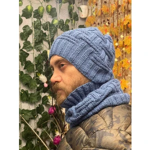 Gönülden Tasarım El Örgüsü Yumuşak Yün Erkek Bere Boyunluk Takım Unisex
