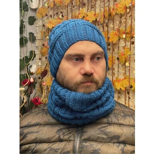Gönülden Tasarım El Örgüsü Yumuşak Yün Erkek Bere Boyunluk Takım Unisex