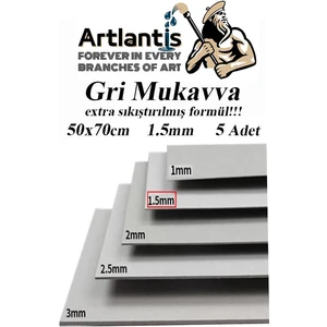 Mukavva Gri 1.5 mm 50X70 cm 5 Adet Sert Karton Ekstra Sıkıştırılmış 50*70 Mukavva Gri Renkli 5 Adet