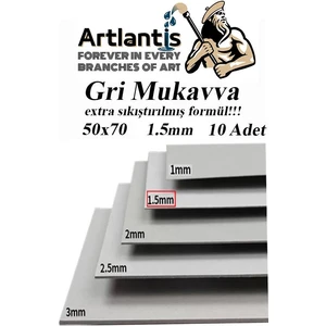 Mukavva Gri 1.5 mm 50X70 cm 10 Adet Sert Karton Ekstra Sıkıştırılmış 50*70 Mukavva Gri Renkli 10 Adet