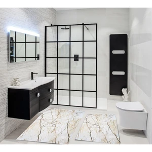 Marka Halı Dijital Baskılı  Mermer Desenli Yıkanabilir Kaymaz Taban 2li Banyo Halısı Paspas Klozet Takım