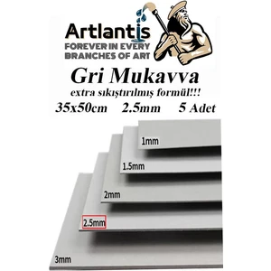 Mukavva Gri 2.5 mm 35X50 cm 5 Adet Sert Karton Ekstra Sıkıştırılmış 35*50 Mukavva Gri Renkli 5 Adet