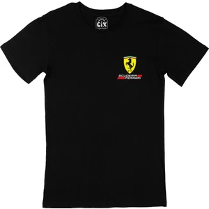 Cix F1 Ferrari Scuderia Cep Logo Tasarımlı Siyah Tişört