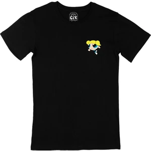 Powerpuff Girls Bubbles Cep Logo Tasarımlı Siyah Tişört