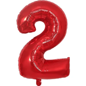 Bal10 Dünyası Folyo Balon Kırmızı 2 Rakamı 40 Inç 100 cm