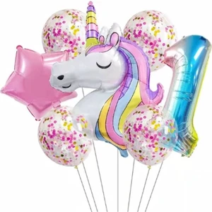 Bal10 Dünyası Unicorn Balon Folyo Set Konsept Doğum Günü Set Yaş 1