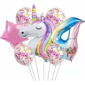 Bal10 Dünyası Unicorn Balon Folyo Set Konsept Doğum Günü Set Yaş 4