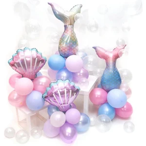 Bal10 Dünyası Deniz Kızı Kuyruk Deniz Kabuğu Latex Balon Seti