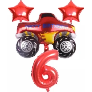Bal10 Dünyası Kırmızı Jeep Araba Temalı Balon Seti Yaş 6