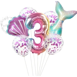 Best Parti Deniz Kızı Folyo Set Konsept Doğum Günü Set 3 Yaş