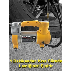 Germany Style 12 V Araba Oto Araç Lastik Şişirme Pompası 150 Psi Metal Gövde Kompresör