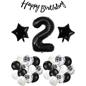 Rönesans Parti Siyah Doğum Günü Kutlama Seti Yaş 2