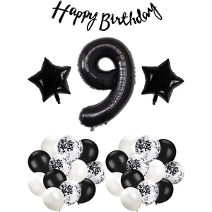 Rönesans Parti Siyah Doğum Günü Kutlama Seti Yaş 9