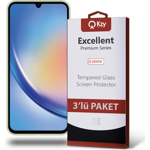 Kzy Samsung Galaxy A34 Temperli Ekran Koruyucu Kırılmaz Cam Ekonomik 3'lü Paket