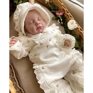 Miel Baby Çok Çiçekli Yenidoğan Tulum ve Düz Şapkası