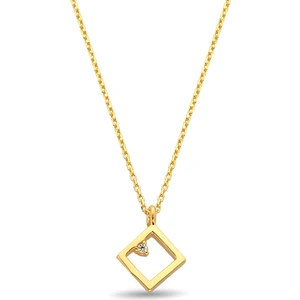 ÇGK KUYUMCULUK Minimal Kare Taşlı Altın Kolye CGKKLY043