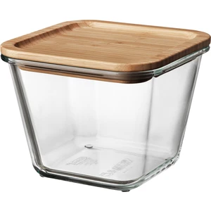 Kapaklı Cam Saklama Kabı, Cam-Bambu, 1,2 Lt, Ikea 365+