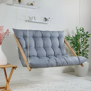 Ahşap Puf Minderli Ikili Salıncak Hamak. Ev Balkon Teras Bahçe Için (Gri)