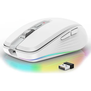 Çift Mod Fare Rgb 2.4ghz Bluetooth Uyumlu 5.1 Şarj Edilebilir 2400DPI Fare(Yurt Dışından)