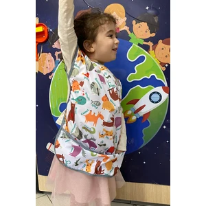 4-7 Yaş, Zoo Kısa Kollu Sıvı Geçirmez Çocuk Önlük, Makinede Yıkanabilir, Boya, Oyun ve Yemek Zamanı