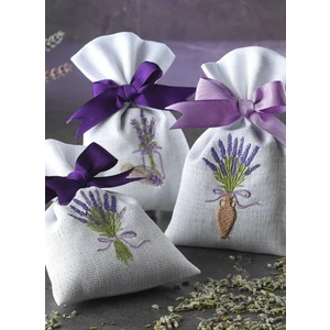 Luvilavant Hediyelik Lavanta Kesesi Mor Lila Renkli Lavanta Deseni Nakışlı %100 Doğal 3 Adet 
