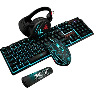 Klavye Fare Kulaklık Mouse Pad Seti - Siyah (Yurt Dışından)