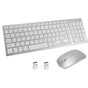 Rgb Bluetooth Uyumlu 3.0 5.0 Çift Mod Kablosuz Klavye ve Fare Set - Gümüş Rengi (Yurt Dışından)